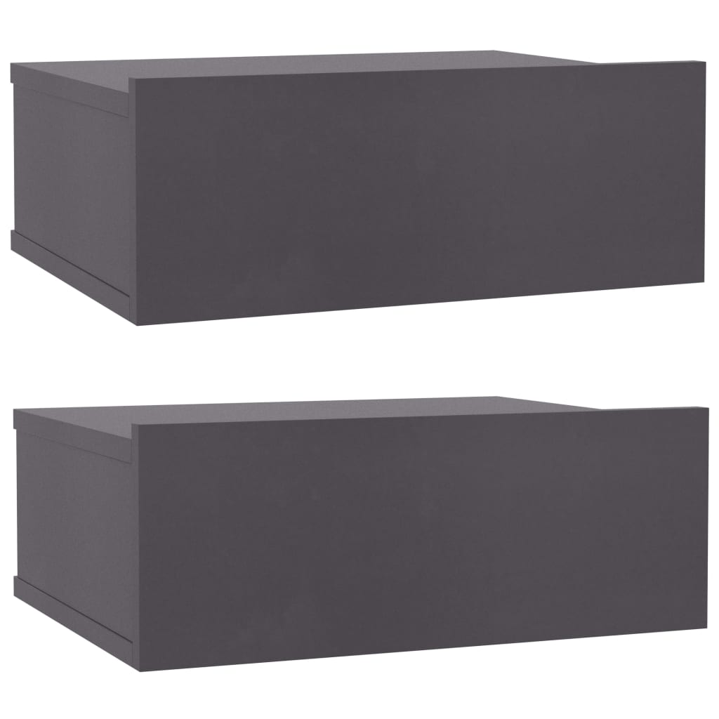 Нощни шкафчета за стена, 2 бр, сиви, 40x30x15 см, ПДЧ