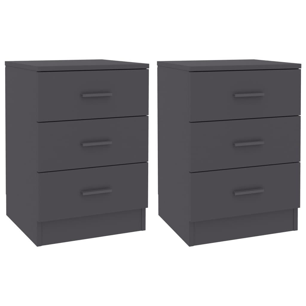 Нощни шкафчета, 2 бр, сиви, 38x35x56 см, ПДЧ