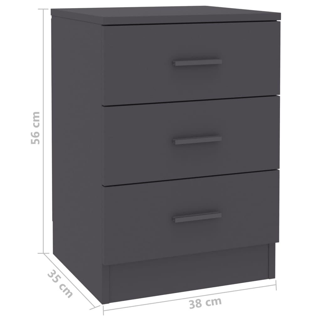 Нощни шкафчета, 2 бр, сиви, 38x35x56 см, ПДЧ