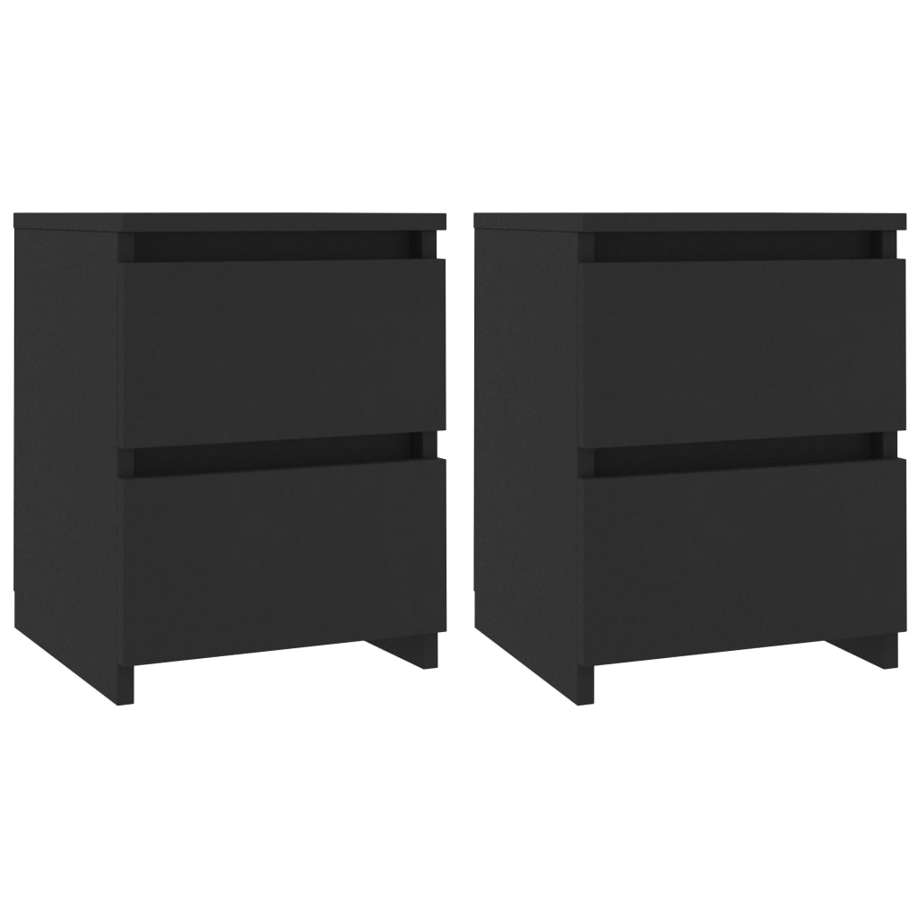 Нощни шкафчета, 2 бр, черни, 30x30x40 см, ПДЧ