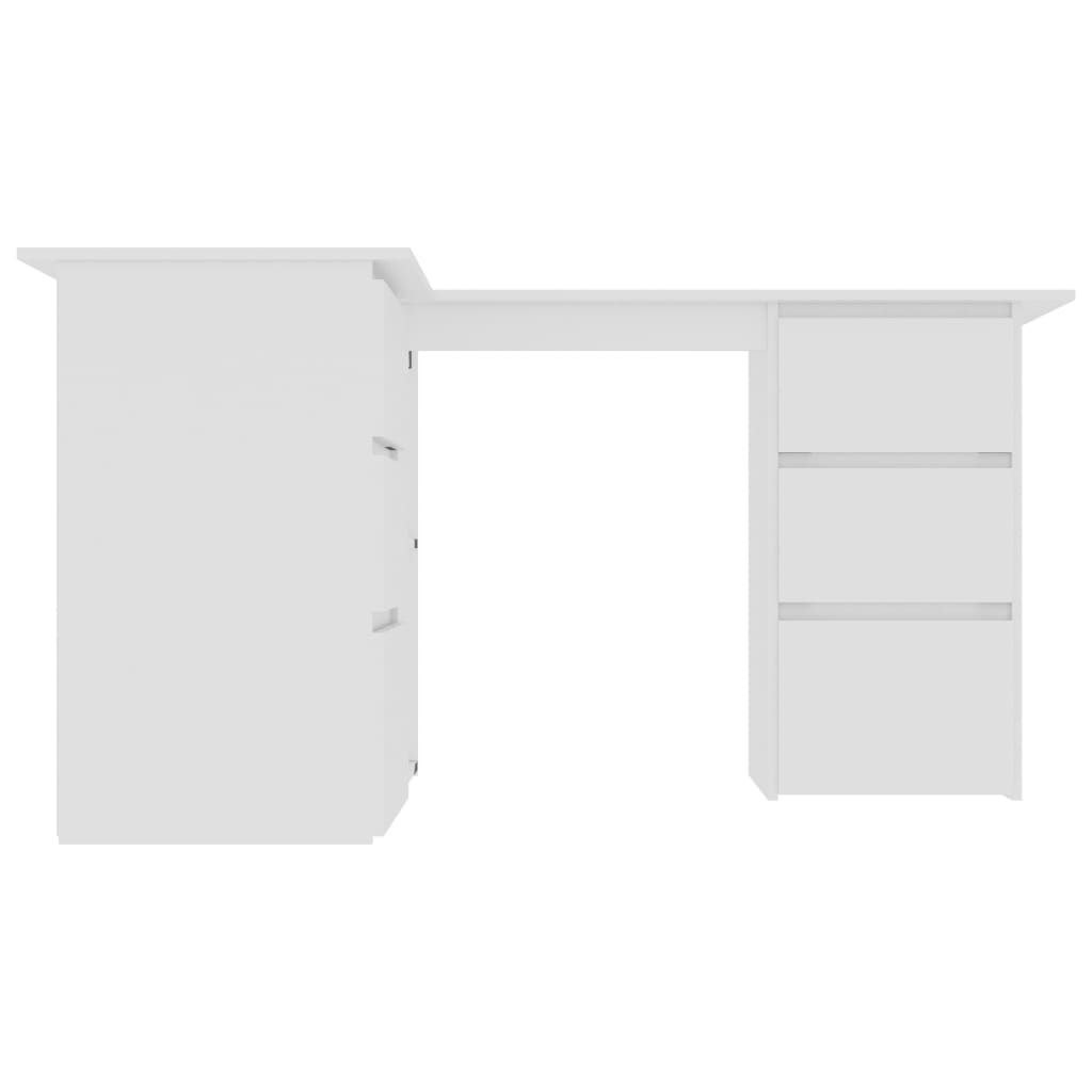 Ъглово бюро, бяло, 145x100x76 см, ПДЧ