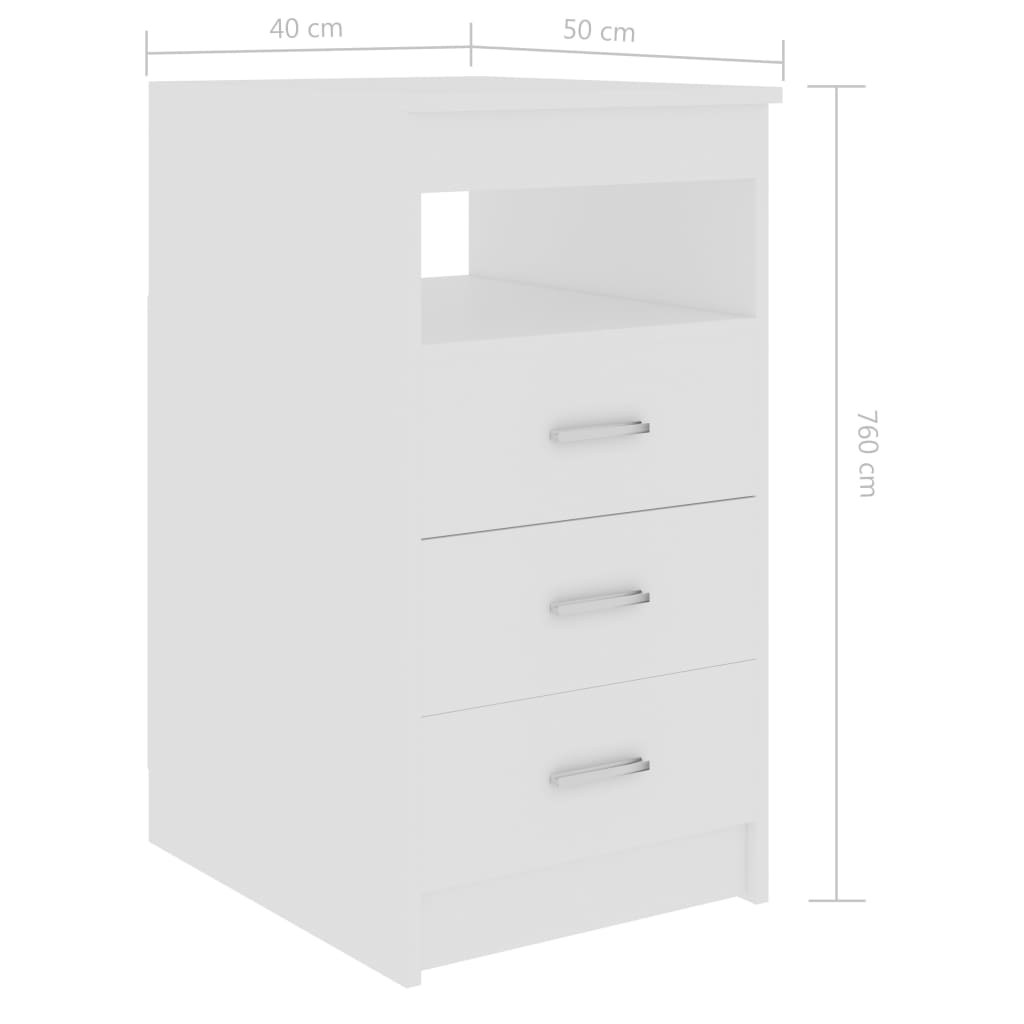 Шкаф с чекмеджета, бял, 40x50x76 см, инженерна дървесина