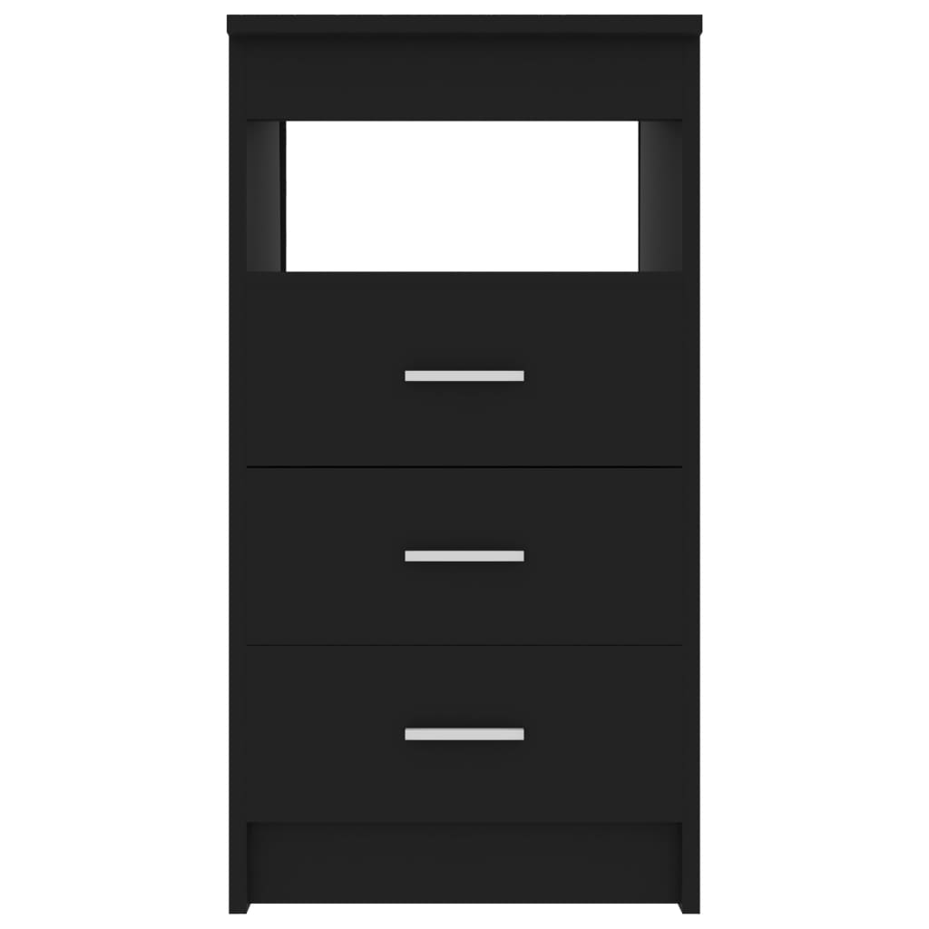Шкаф с чекмеджета, черен, 40x50x76 см, инженерна дървесина