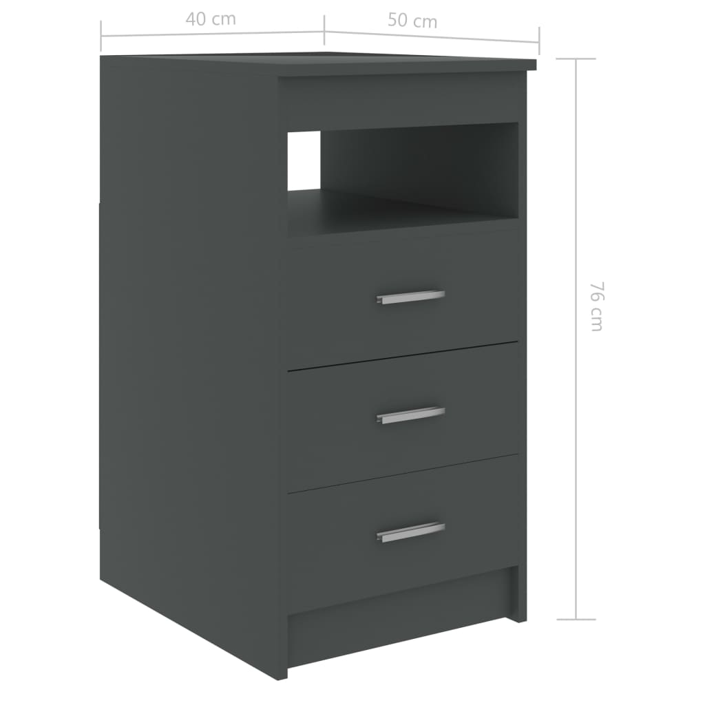Шкаф с чекмеджета, сив, 40x50x76 см, инженерна дървесина