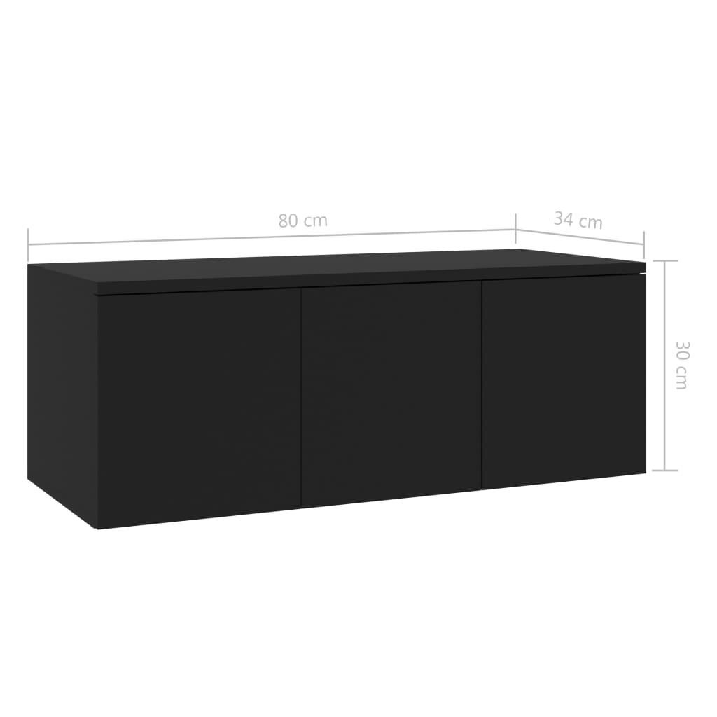 ТВ шкаф, черен, 80x34x30 см, ПДЧ