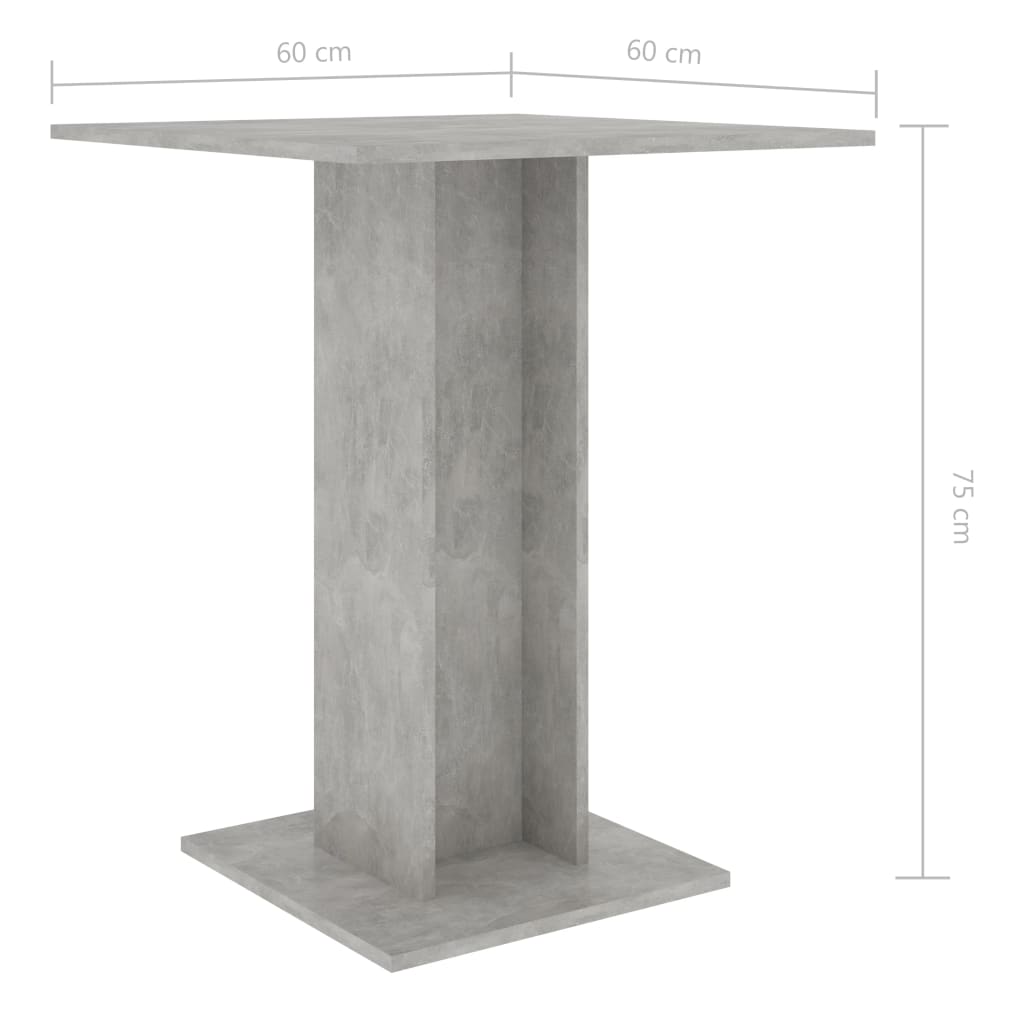 Бистро маса, бетонно сива, 60x60x75 см, ПДЧ  