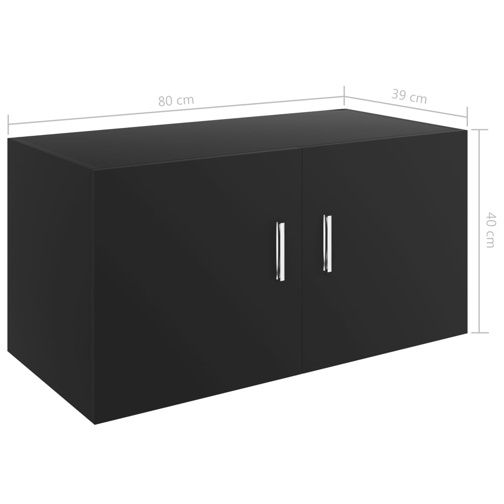 Шкаф за стена, черен, 80x39x40 см, ПДЧ