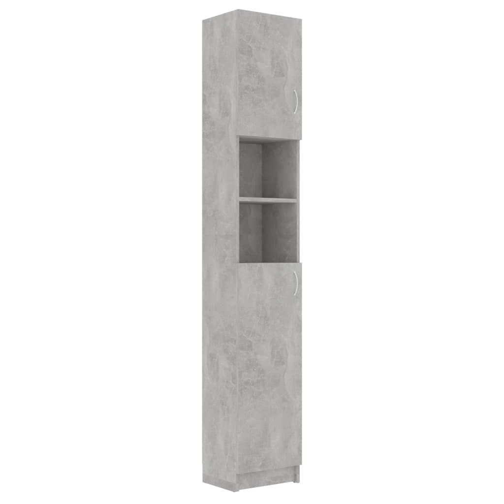 Шкаф за баня, бетонно сив, 32x25,5x190 см, ПДЧ