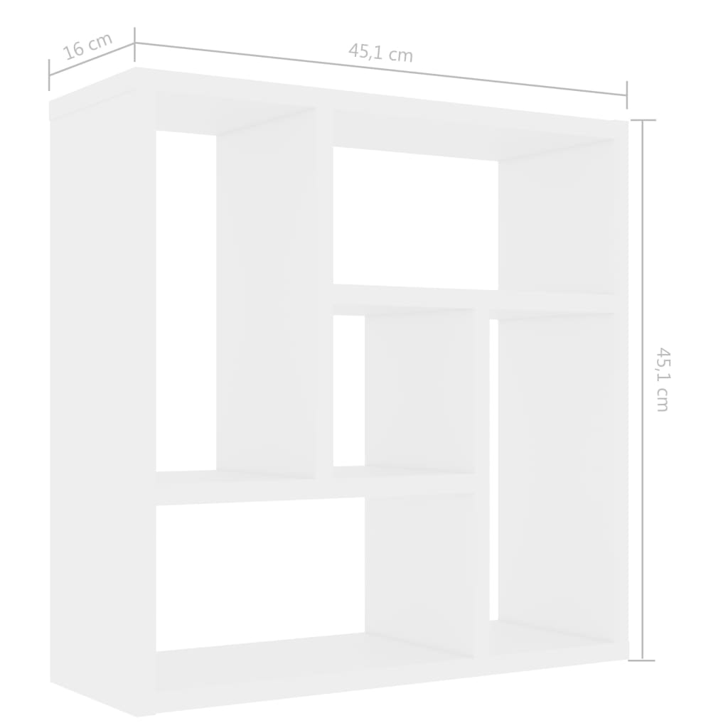 Стенен рафт, бял, 45,1x16x45,1 см, ПДЧ