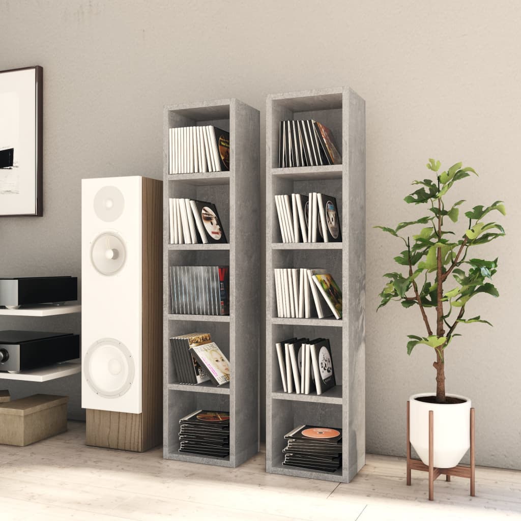 CD шкафове, 2 бр, бетонно сиви, 21x16x93,5 см, ПДЧ