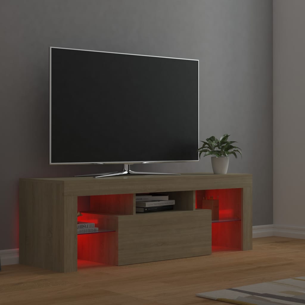 ТВ шкаф с LED осветление, дъб сонома, 120x35x40 см