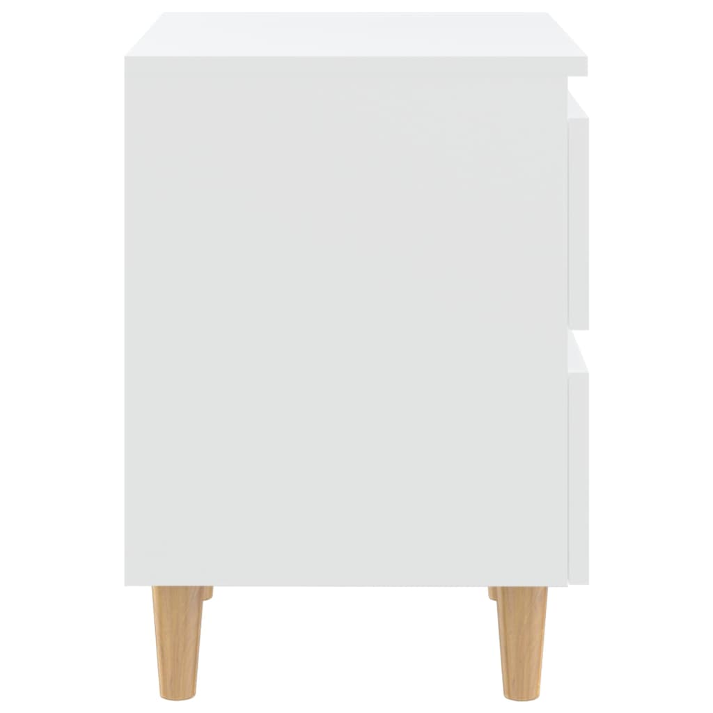Нощно шкафче с крака от боров масив, бяло, 40x35x50 см