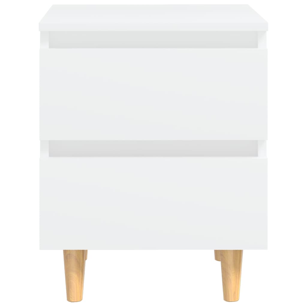 Нощни шкафчета с крака от боров масив, 2 бр, бели, 40x35x50 см