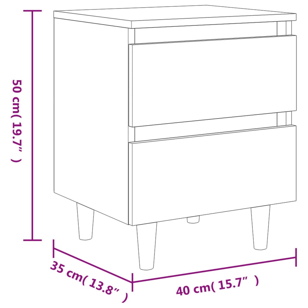 Нощни шкафчета с крака от бор масив 2 бр дъб сонома 40x35x50 см