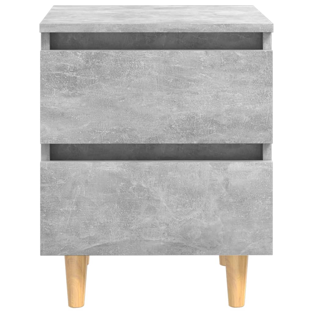 Нощни шкафчета крака от бор масив 2 бр бетонно сиви 40x35x50 см