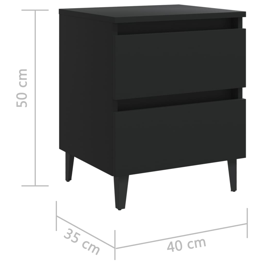 Нощно шкафче, черно, 40x35x50 см, ПДЧ