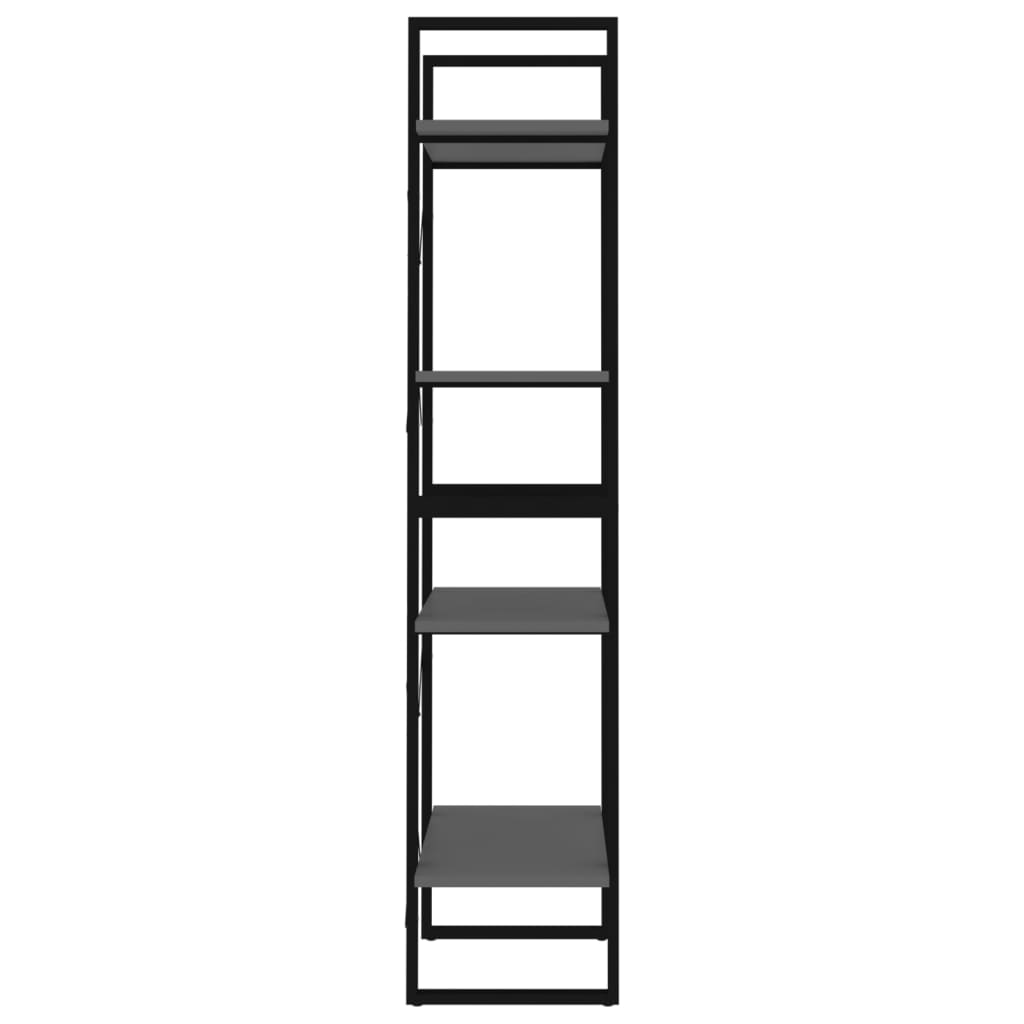 4-етажна библиотека, сива, 60x30x140 см, ПДЧ
