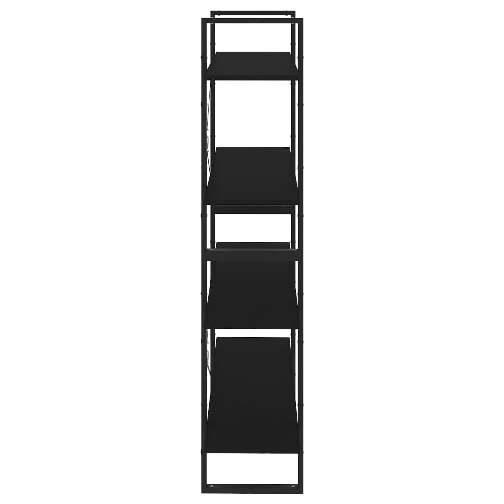 4-етажна библиотека, черна, 100x30x140 см, ПДЧ