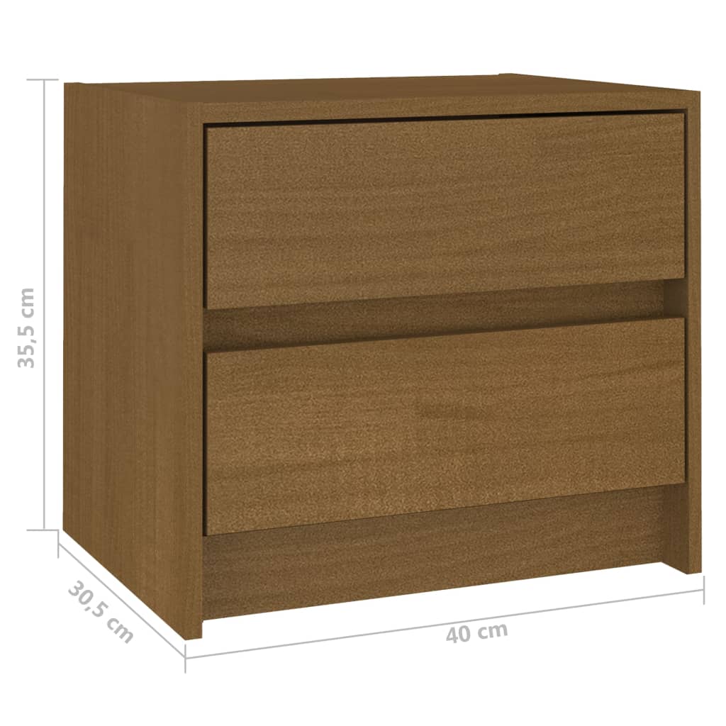 Нощно шкафче, меденокафяво, 40x30,5x35,5 см, борово дърво масив