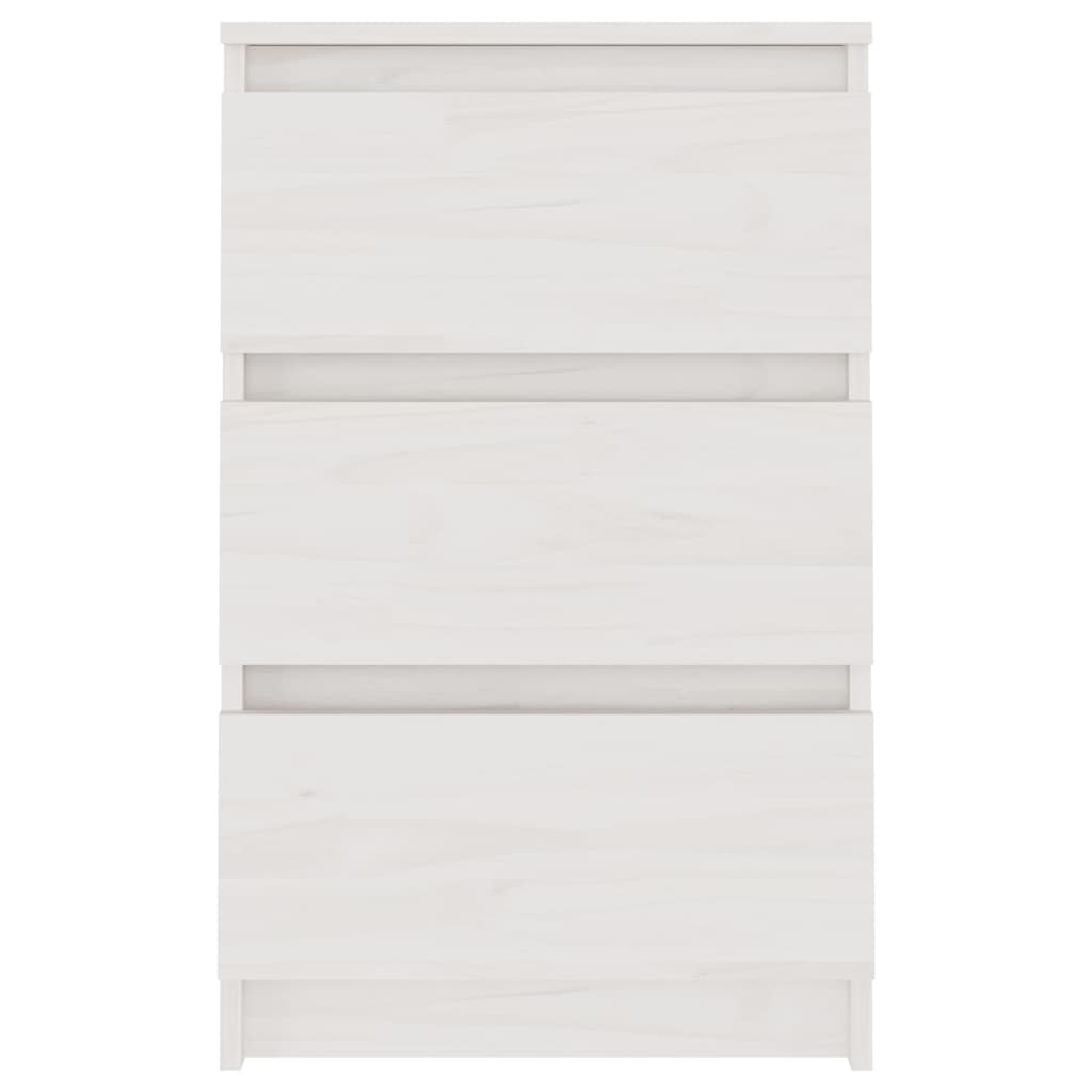 Нощно шкафче, бяло, 40x29,5x64 см, борово дърво масив