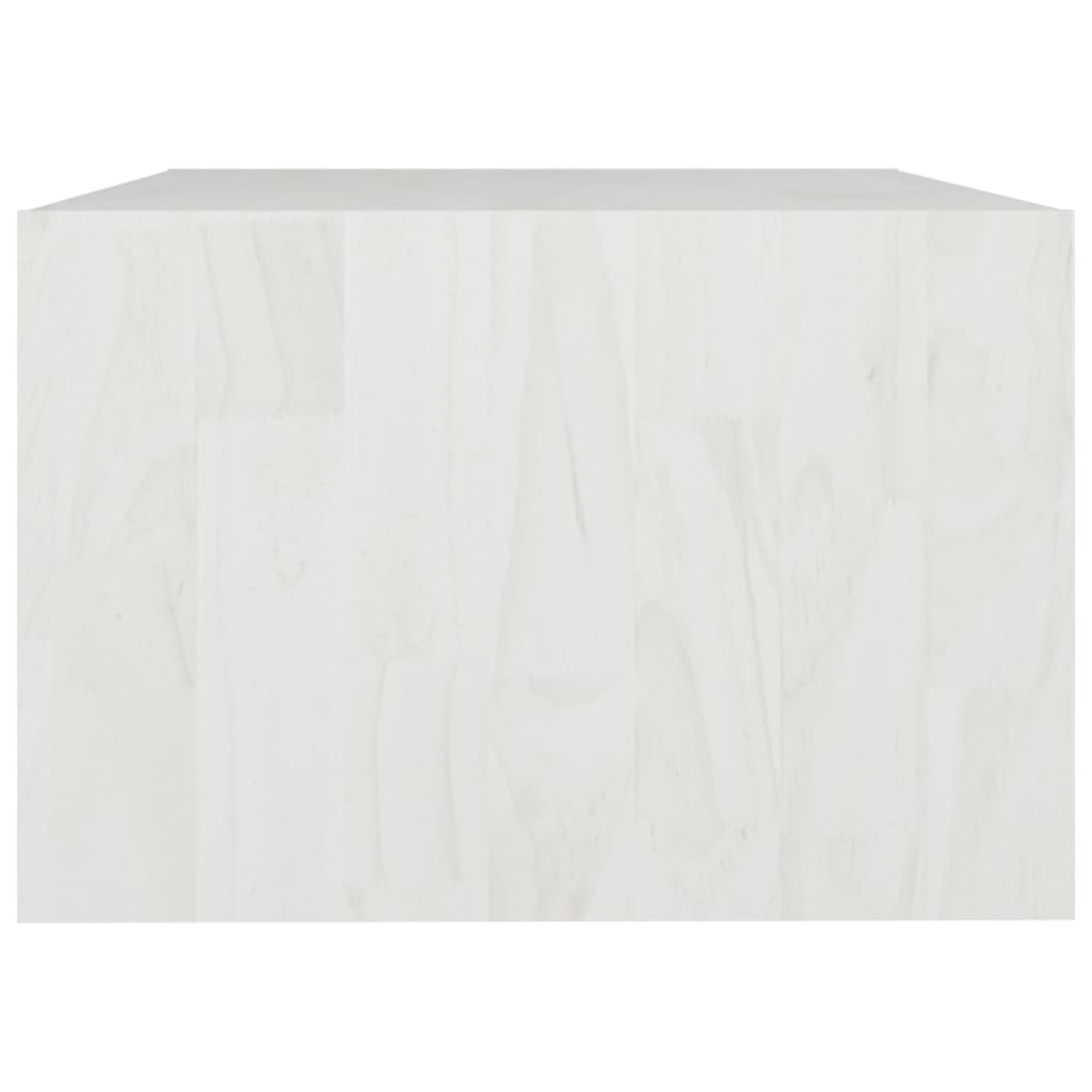 Маса за кафе, бяла, 75x50x33,5 см, борово дърво масив