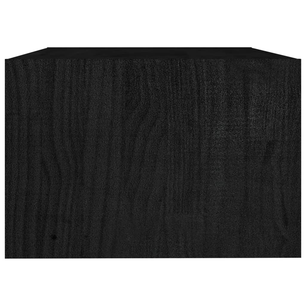 Маса за кафе, черна, 75x50x33,5 см, борово дърво масив