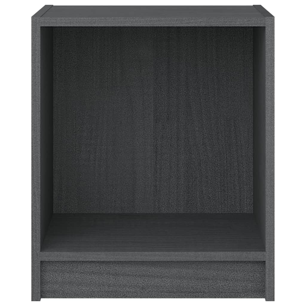 Нощно шкафче, сиво, 35,5x33,5x41,5 см, бор масив
