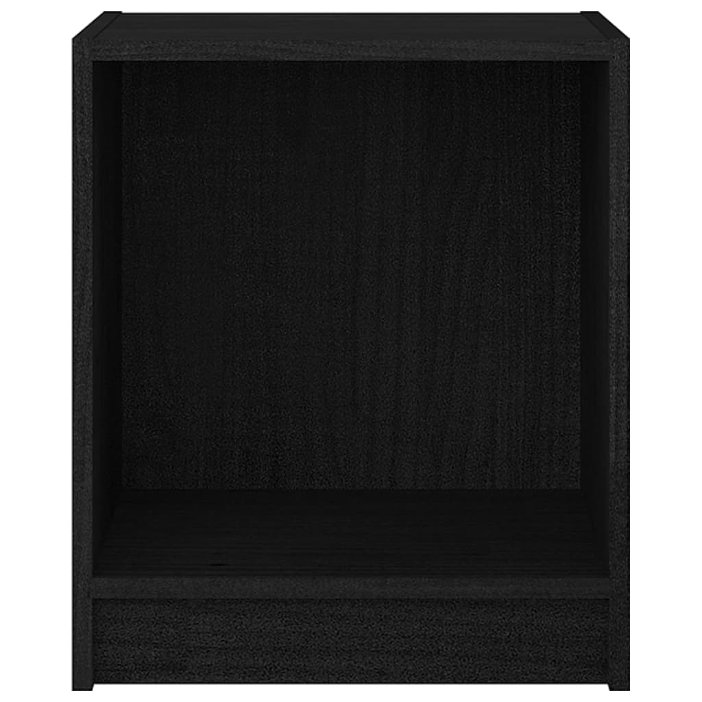 Нощно шкафче, черно, 35,5x33,5x41,5 см, бор масив
