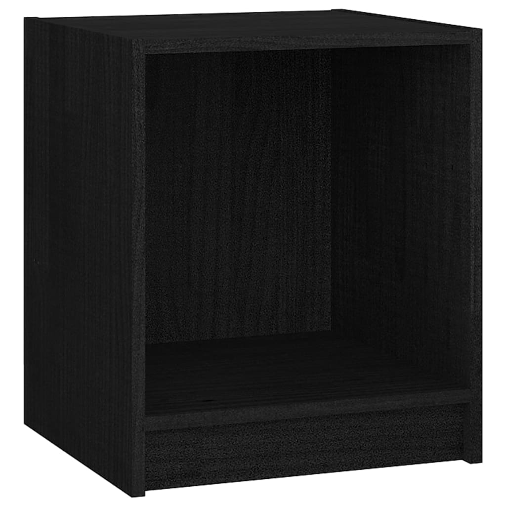Нощни шкафчета, 2 бр, черни, 35,5x33,5x41,5 см, бор масив