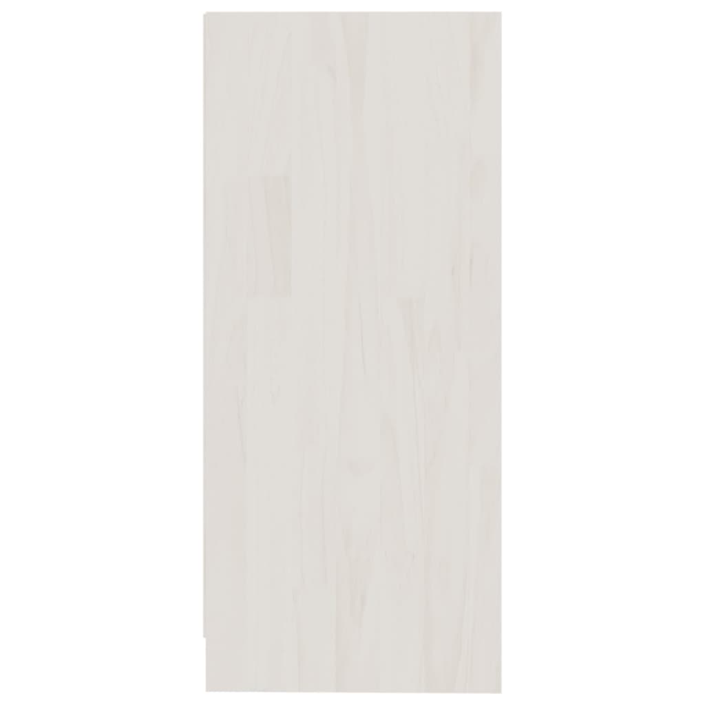 Страничен шкаф, бял, 35,5x33,5x76 см, борово дърво масив