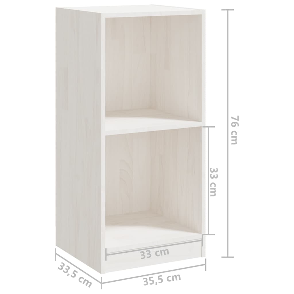 Страничен шкаф, бял, 35,5x33,5x76 см, борово дърво масив