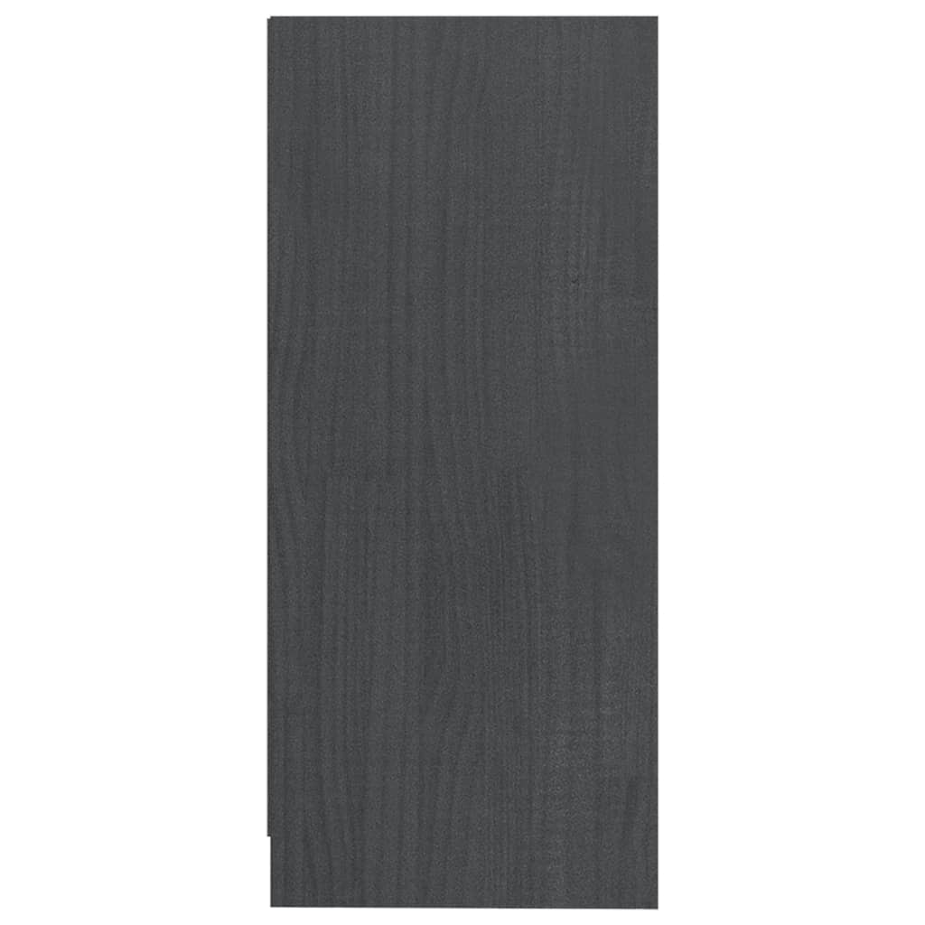Страничен шкаф, сив, 35,5x33,5x76 см, борово дърво масив