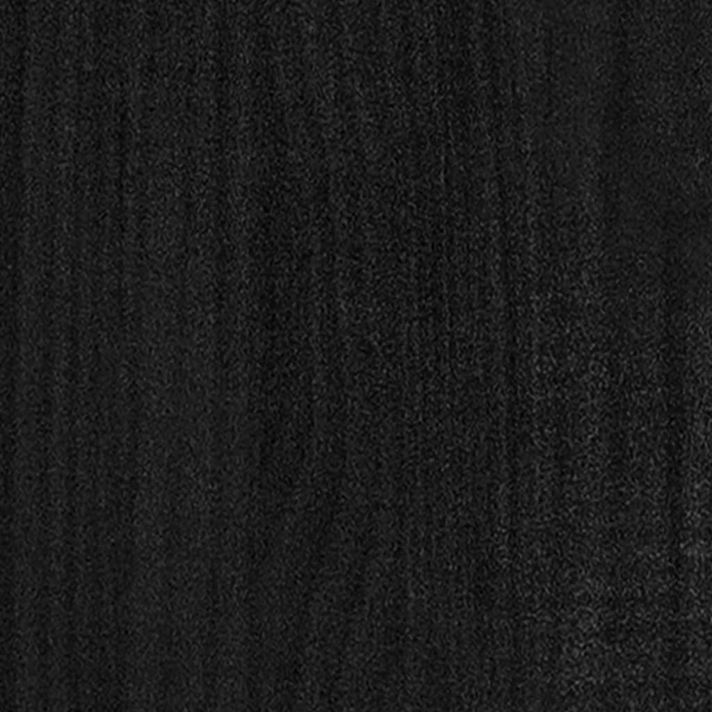 Страничен шкаф, черен, 35,5x33,5x76 см, борово дърво масив