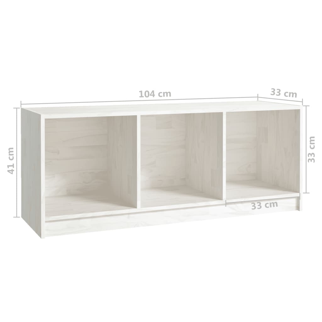 ТВ шкаф, бял, 104x33x41 см, бор масив