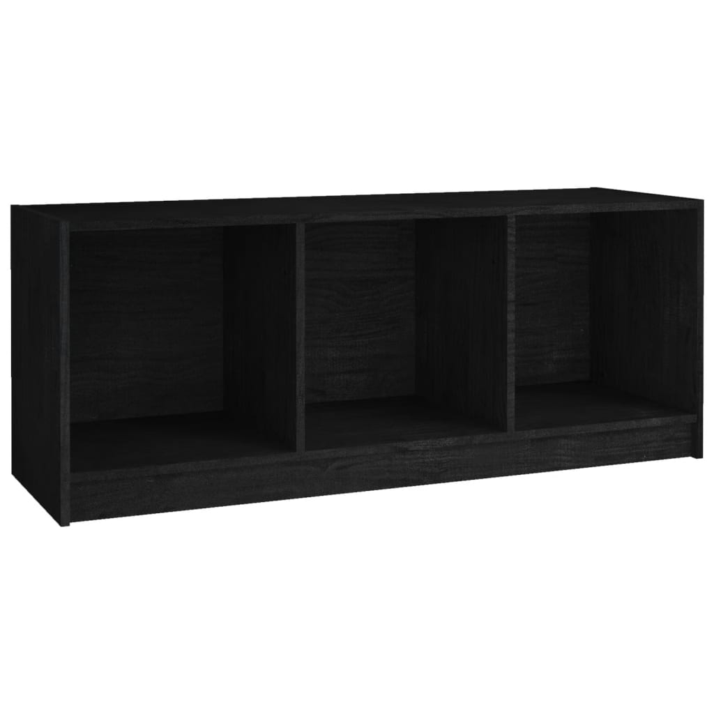 ТВ шкаф, черен, 104x33x41 см, бор масив