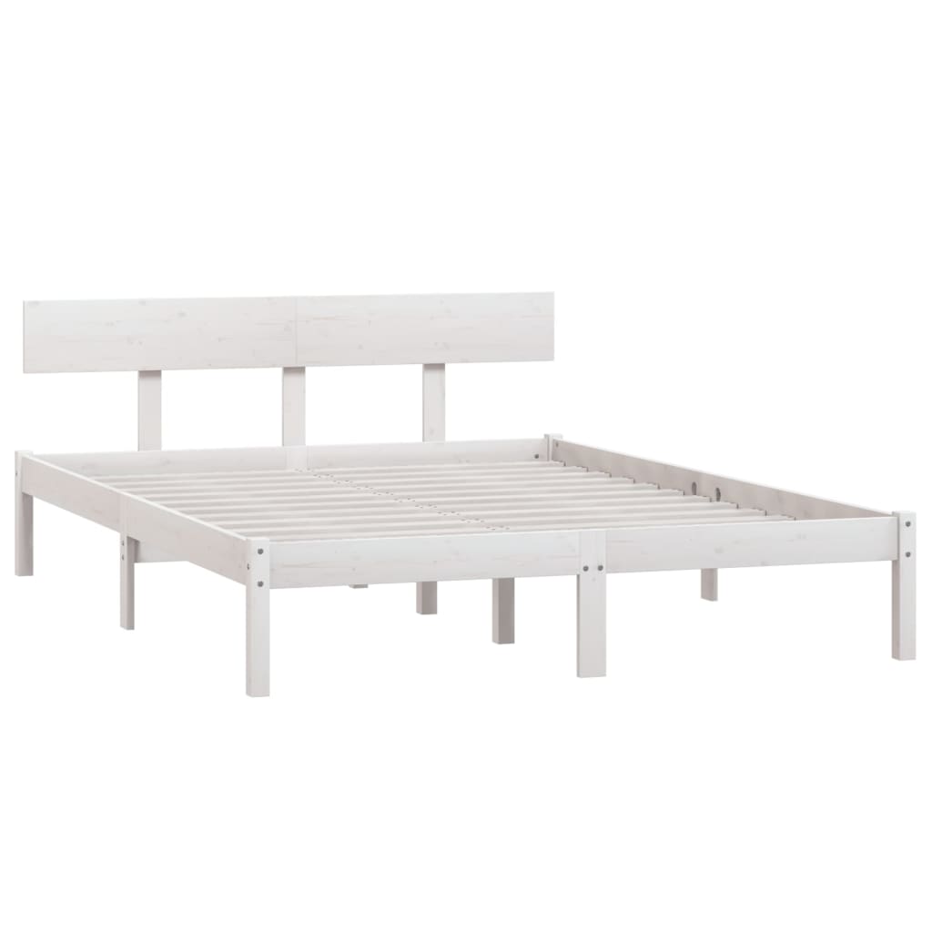Рамка за легло, бяла, бор масив, 150x200 см, UK King