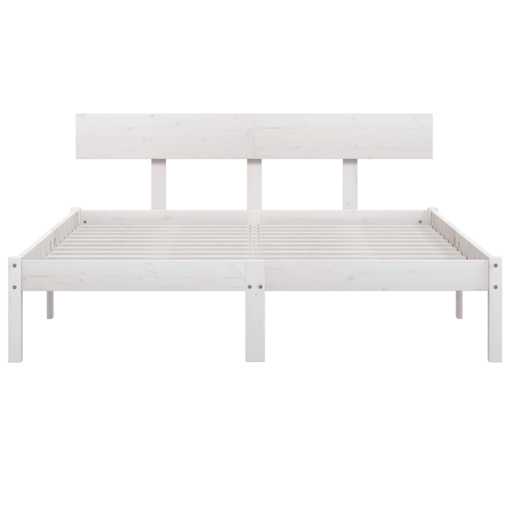 Рамка за легло, бяла, бор масив, 150x200 см, UK King