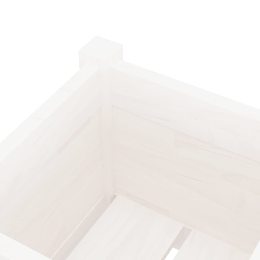 Градински сандък, бял, 31x31x70 см, бор масив