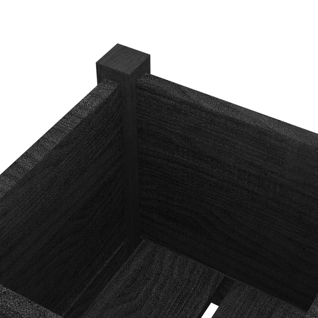 Градински сандък, черен, 31x31x70 см, борово дърво масив