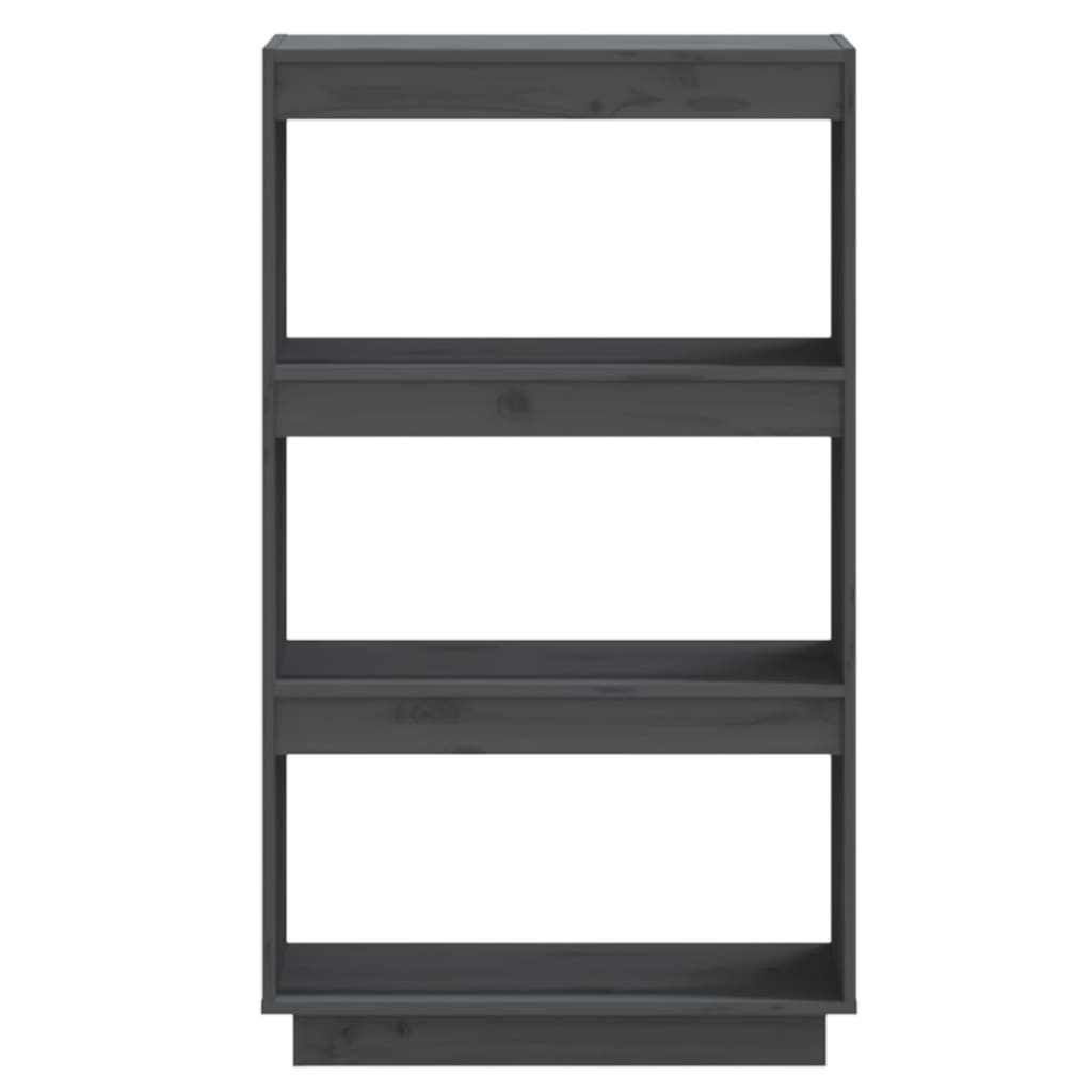 Библиотека/разделител за стая, сива, 60x35x103 см, бор масив
