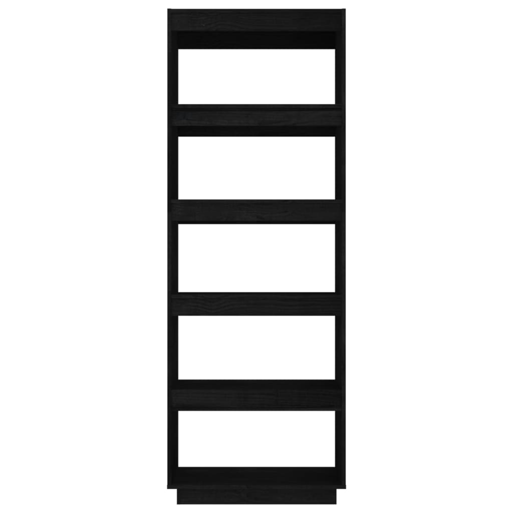 Библиотека/разделител за стая, черна, 60x35x167 см, бор