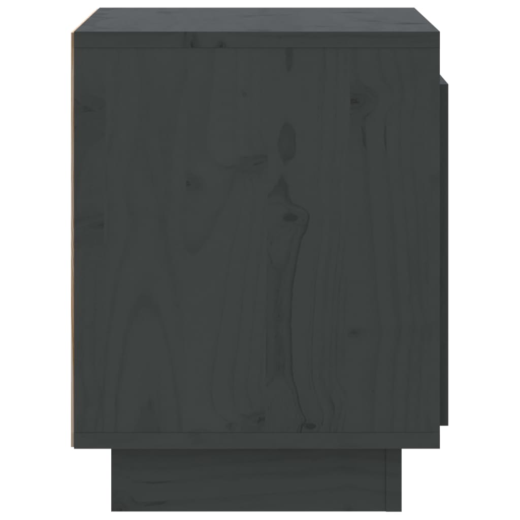 Нощно шкафче, сиво, 40x30x40 см, борово дърво масив