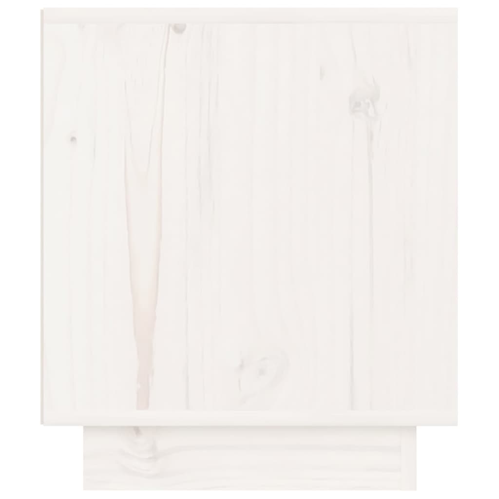 Нощно шкафче, бяло, 40x34x40 см, борово дърво масив