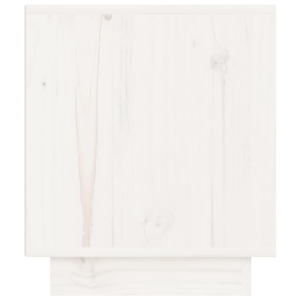Нощни шкафчета, 2 бр, бели, 40x34x40 см, борово дърво масив