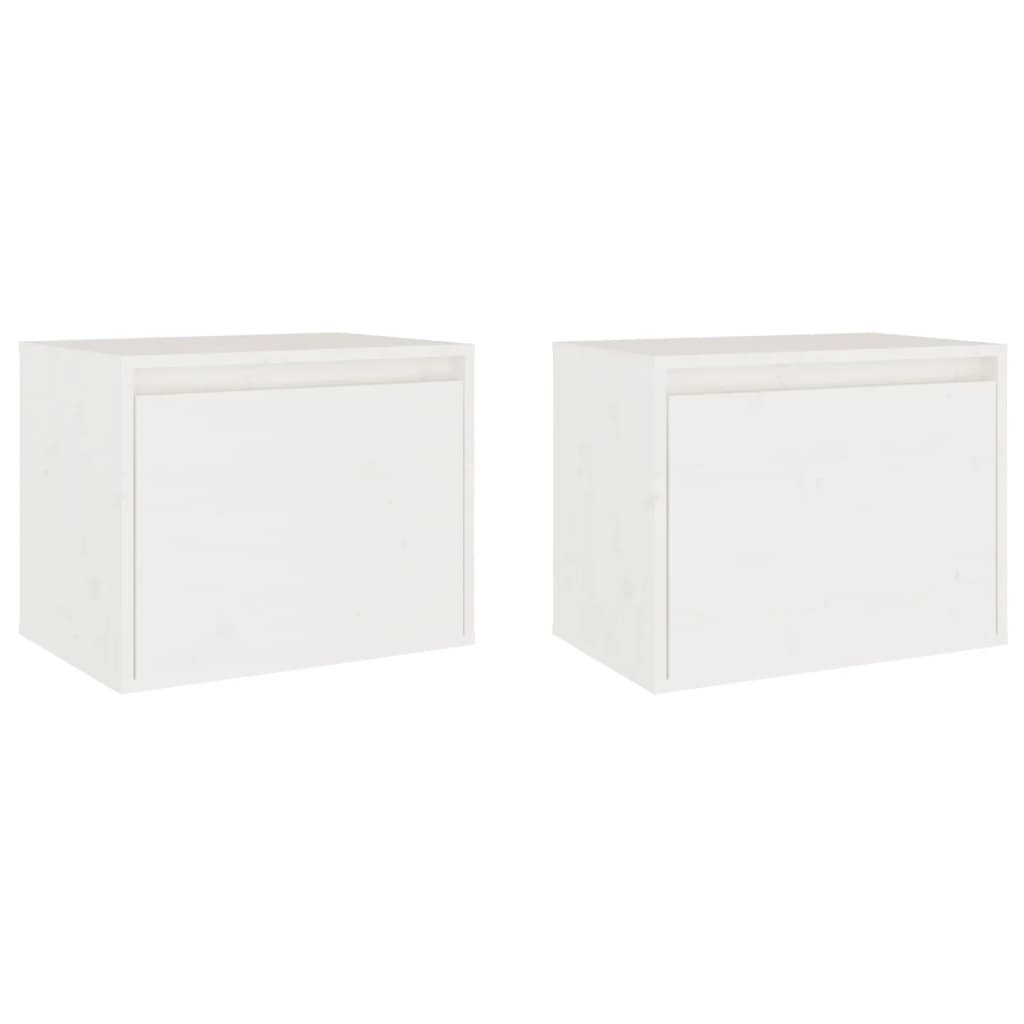 Стенни шкафове, 2 бр, бели, 45x30x35 см, бор масив