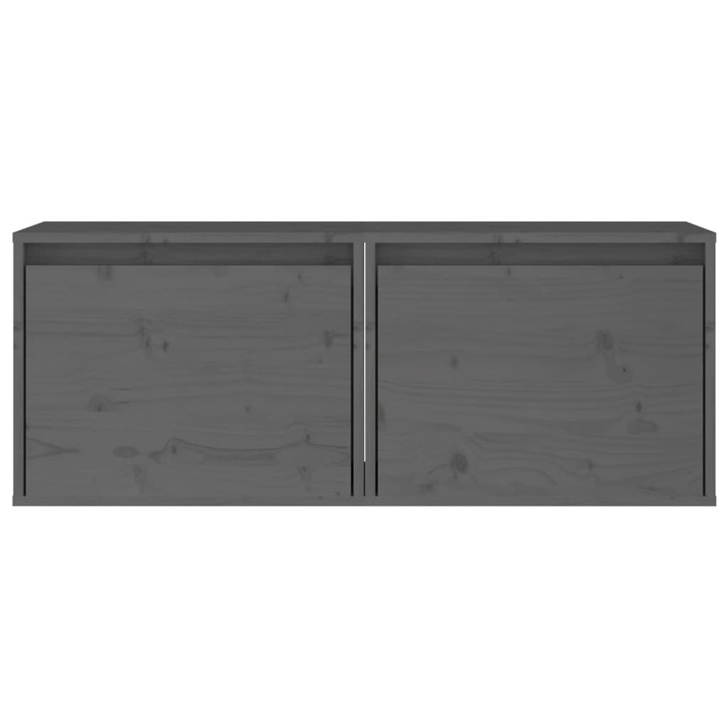 Стенни шкафове, 2 бр, сиви, 45x30x35 см, бор масив