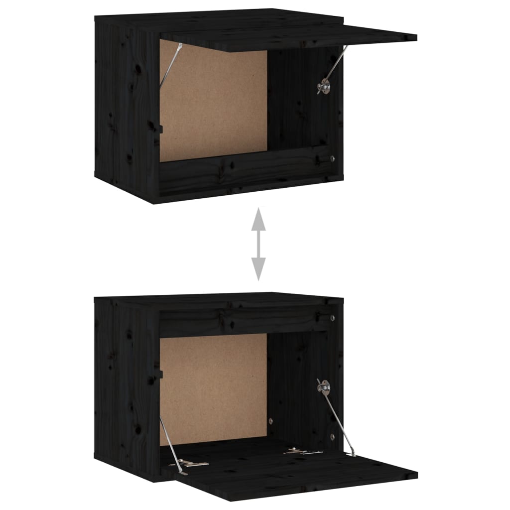 Стенен шкаф, черен, 45x30x35 см, бор масив