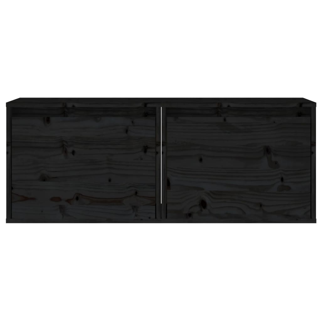 Стенни шкафове, 2 бр, черни, 45x30x35 см, бор масив
