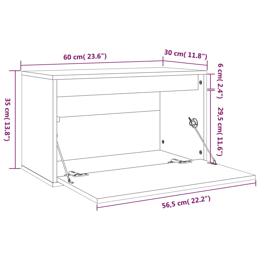 Стенен шкаф, бял, 60x30x35 см, бор масив