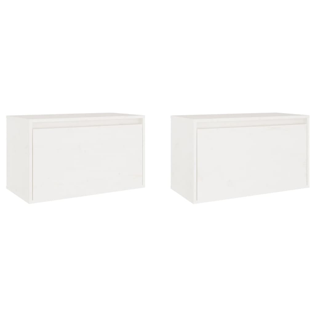 Стенни шкафове, 2 бр, бели, 60x30x35 см, бор масив